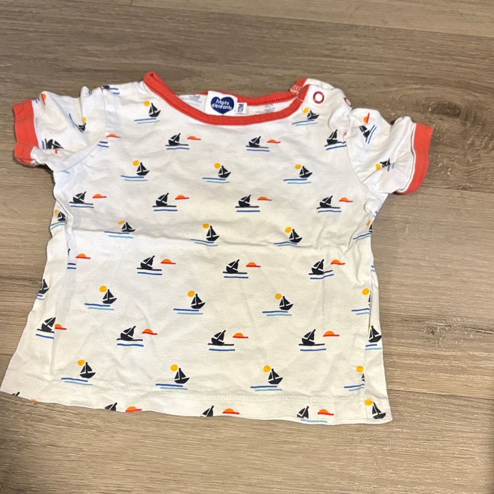 Petit Bateau Nautical Sailboat Tee - White and Orange